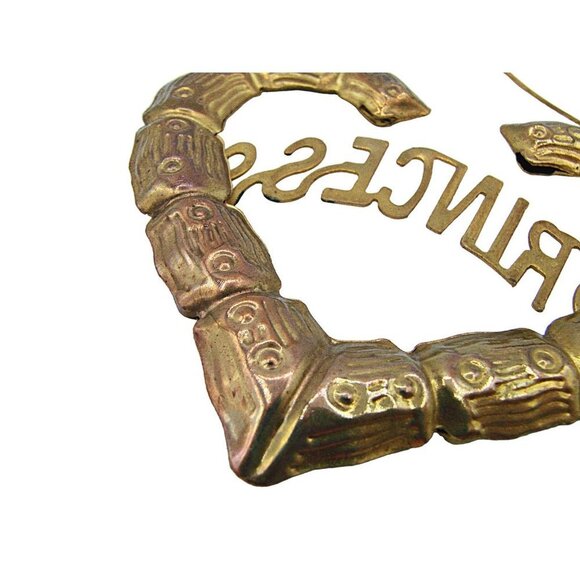 Chunky Princess Earrings Bamboo Thick Heart Shaped Hoop Dangle Fashion 2.5x3" - Picture 5 of 10